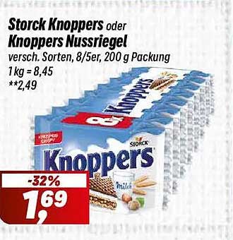 Storck Knoppers oder Knoppersriegel versch. Sorten, 8/5er, 200 g Packung