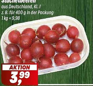 Süßkirschen aus Deutschland, Kl.I z. B. für 400 g in der Packung 1 kg = 9,98 AKTION 3,99