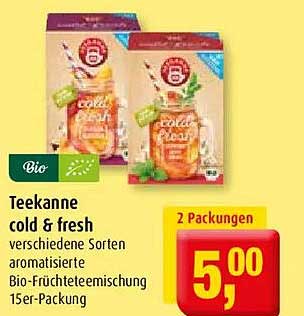 Teekanne cold & fresh verschiedene Sorten aromatisierte Bio-Früchteteemischung 15er-Packung 2 Packungen