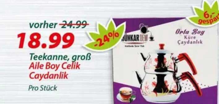 Teekanne, groß Aile Boy Celik Caydanlik