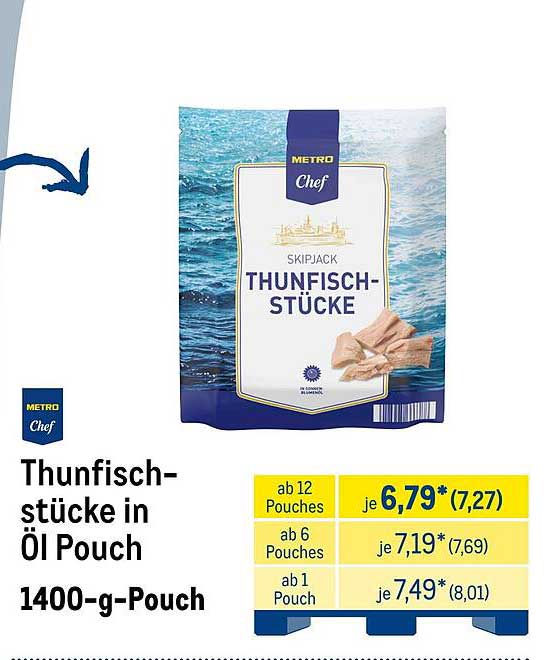 Thunfischstücke in Öl Pouch 1400-g-Pouch