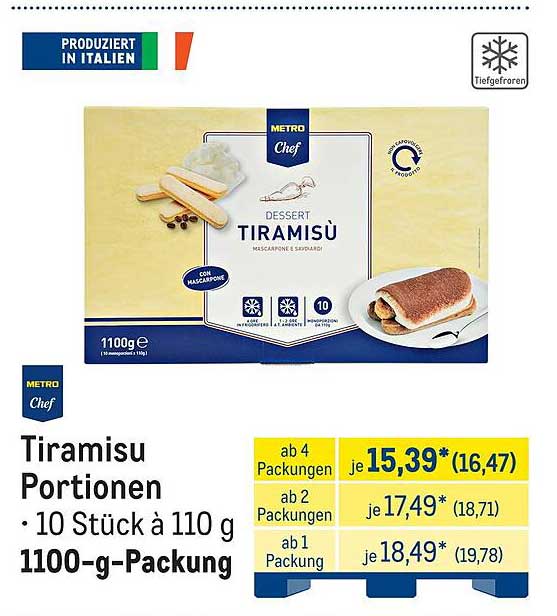 Tiramisu Portionen • 10 Stück à 110 g 1100-g-Packung