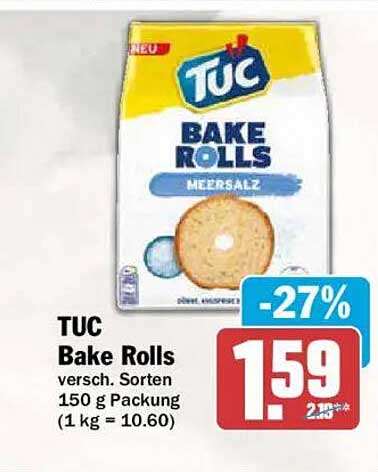 TUC Bake Rolls versch. Sorten 150 g Packung (1 kg = 10.60)