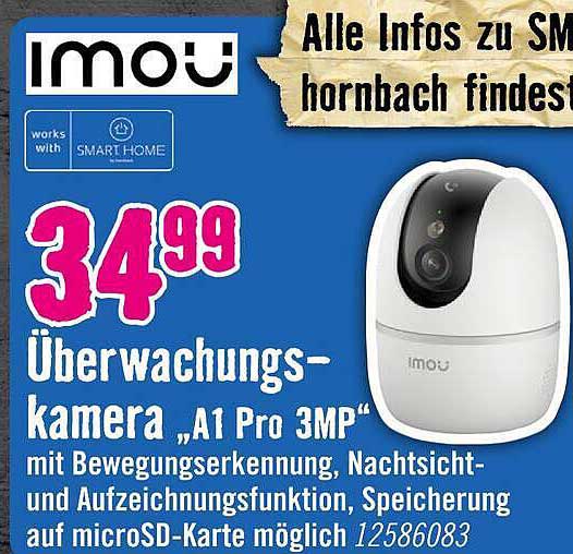Überwachungskamera „A1 Pro 3MP“ mit Bewegungserkennung, Nachtsicht- und Aufzeichnungsfunktion, Speicherung auf microSD-Karte möglich
