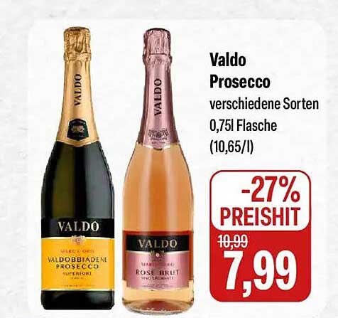 Valdo Prosecco verschiedene Sorten 0,75l Flasche (10,65/l)