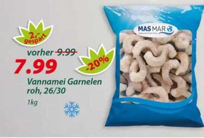 Vannamei Garnelen roh, 26/30