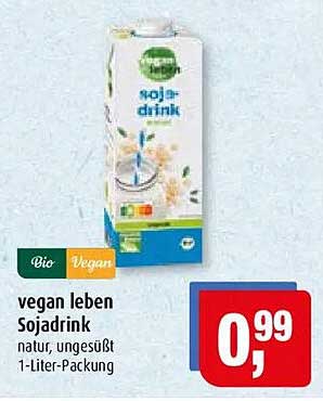 vegan leben Sojadrink natur, ungesüßt 1-Liter-Packung
