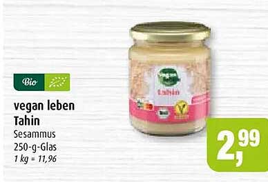 vegan leben Tahin Sesammus 250-g-Glas