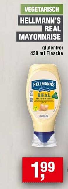 VEGETARISCH HELLMANN’S REAL MAYONNAISE glutenfrei 430 ml Flasche