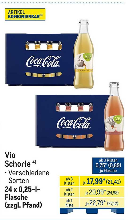 Vio Schorle • Verschiedene Sorten 24 x 0,25-l-Flasche (zzgl. Pfand)