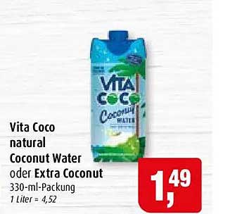 Vita Coco natural Coconut Water oder Extra Coconut 330-ml-Packung 1 Liter = 4,52