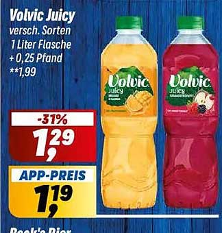 Volvic Juicy versch. Sorten 1 Liter Flasche + 0,25 Pfand