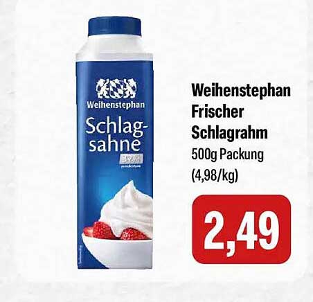 Weihenstephan Frischer Schlagrahm 500g Packung (4,98/kg)