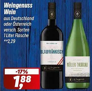 Weingenuss Wein aus Deutschland oder Österreich versch. Sorten 1 Liter Flasche