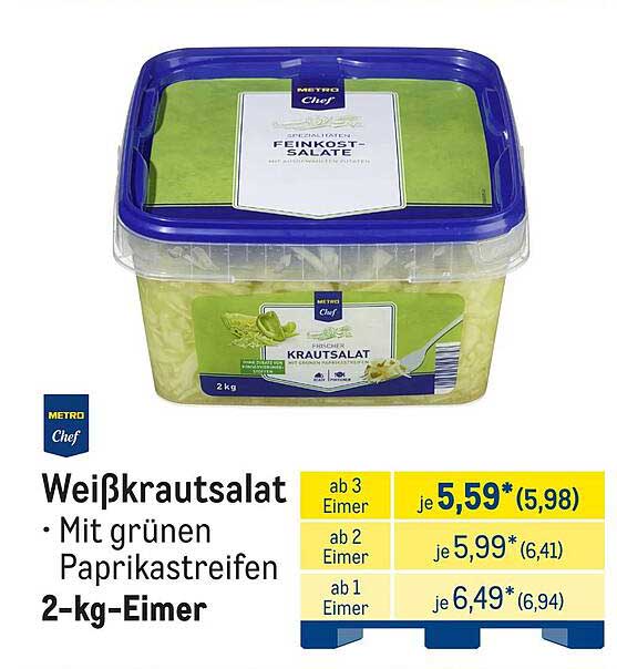 Weißkrautsalat · Mit grünen Paprikastreifen 2-kg-Eimer