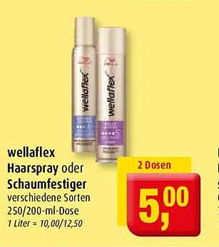 wellaflex Haarspray oder Schaumfestiger verschiedene Sorten 250/200-ml-Dose 1 Liter = 10,00/12,50