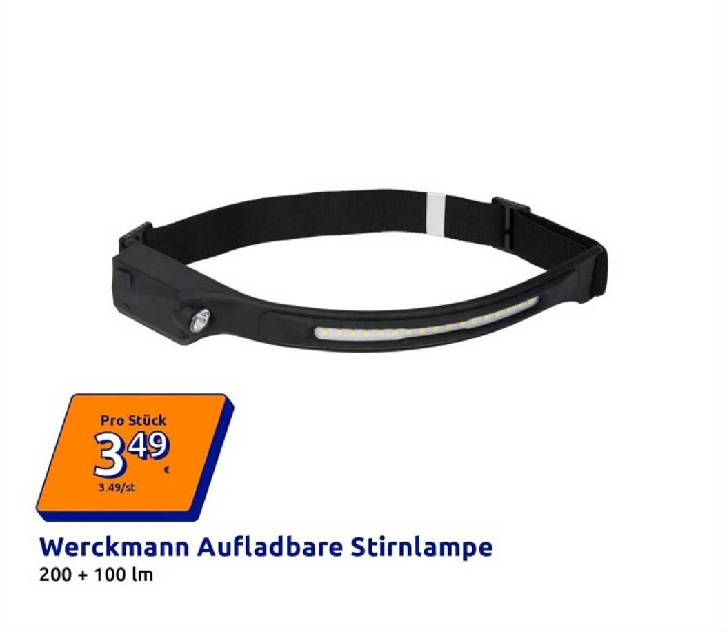 Werckmann Aufladbare Stirnlampe 200 + 100 lm