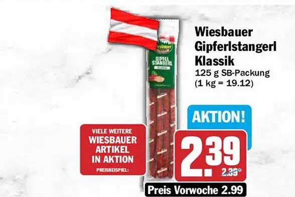 Wiesbauer Gipferlstangerl Klassik 125 g SB-Packung (1 kg = 19.12)