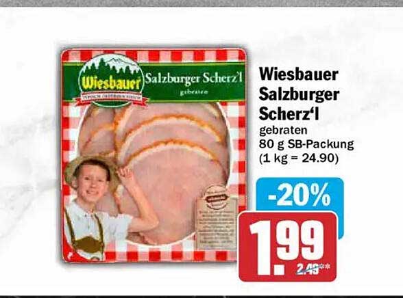 Wiesbauer Salzburger Scherz'l gebraten 80 g SB-Packung (1 kg = 24.90)
