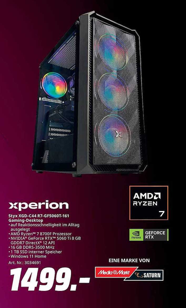 xperion Styx XGD-C44 R7-GF5060T-161 Gaming-Desktop
