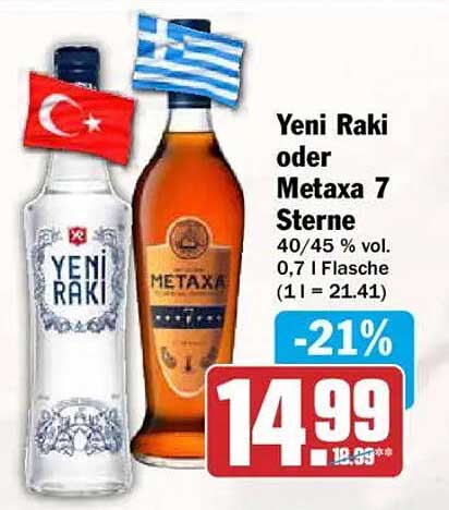 Yeni Raki oder Metaxa 7 Sterne