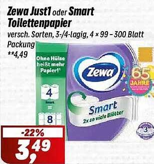 Zewa Just1 oder Smart Toilettenpapier