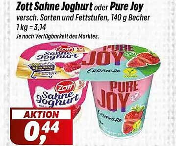 Zott Sahne Joghurt oder Pure Joy
