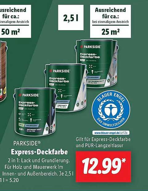 Stilvolle Parkside Express Deckfarbe Ebenbildnull