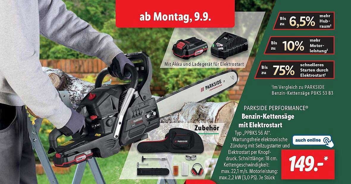 PARKSIDE PERFORMANCE® Benzin-Kettensäge mit Elektrostart