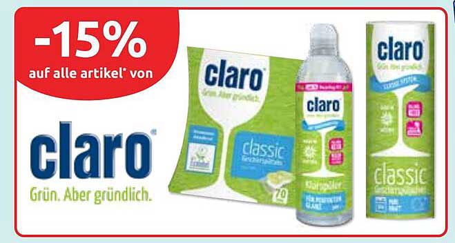 15% Rabatt auf alle Artikel von claro