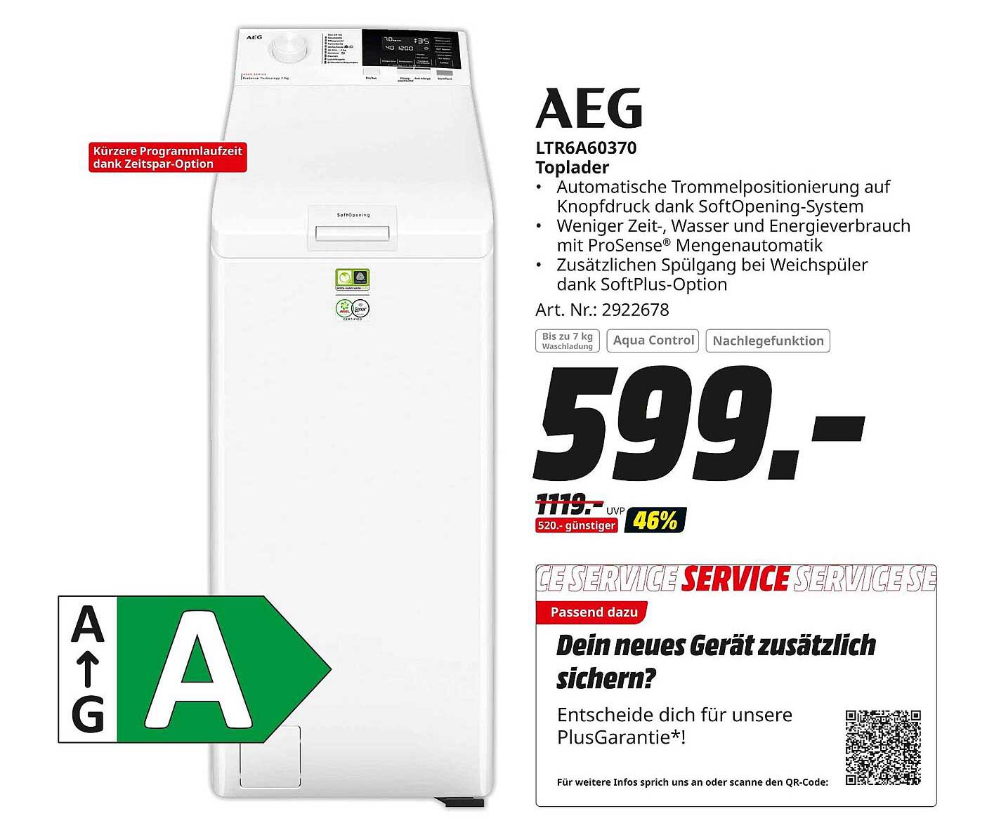 AEG LTR6A60370 Toplader Waschmaschine