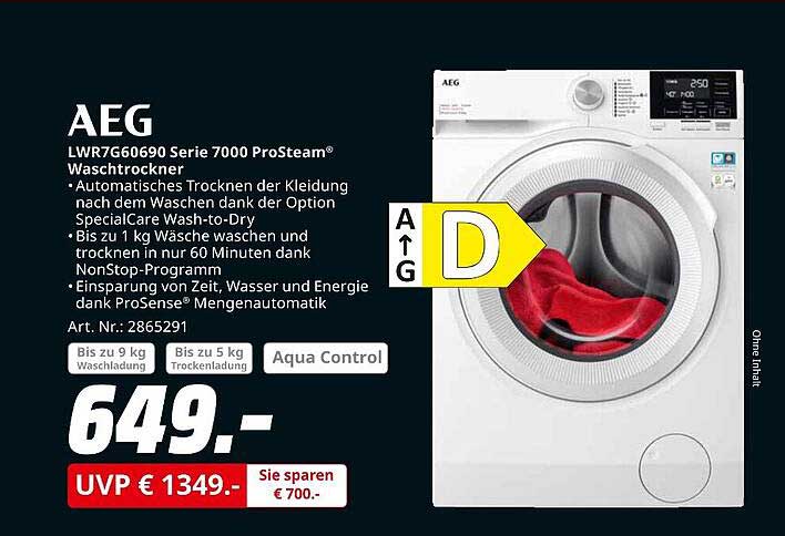 AEG LWR7G60690 Serie 7000 ProSteam® Waschtrockner