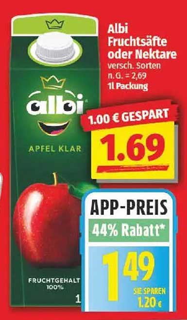 Albi Fruchtsäfte oder Nektare 1l – Apfel Klar