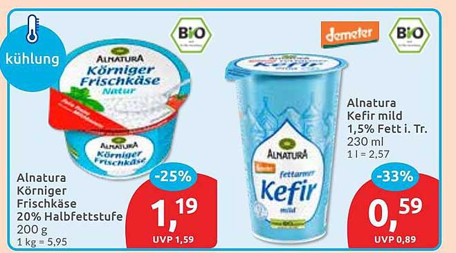 Alnatura Gutschein: Körniger Frischkäse und Kefir im Angebot!