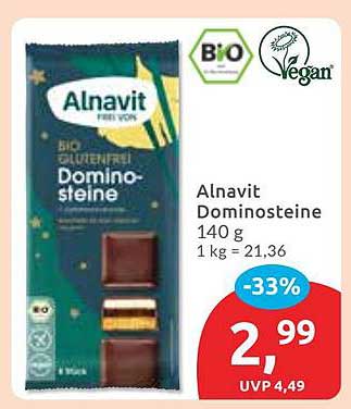 Alnavit Dominosteine 140 g - Bio und glutenfrei