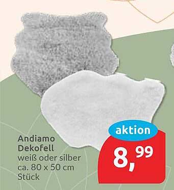 Andiamo Dekofell weiß oder silber ca. 80 x 50 cm Stück