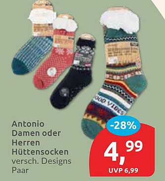 Antonio Damen oder Herren Hüttensocken, verschiedene Designs, Paar