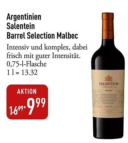 Argentinien Salentein Barrel Selection Malbec