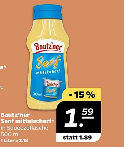 Baut'zner Senf mittelscharf 500 ml in Squeezeflasche