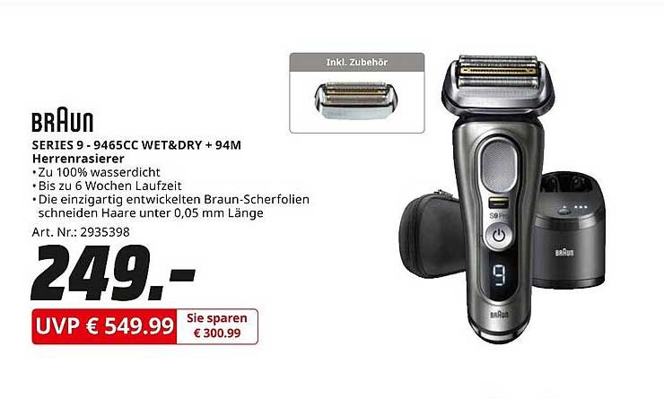 BRAUN SERIES 9 - 9465CC WET&Dry + 94M Herrenrasierer