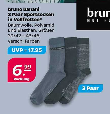 bruno banani 3 Paar Sportsocken in Vollfrottee*