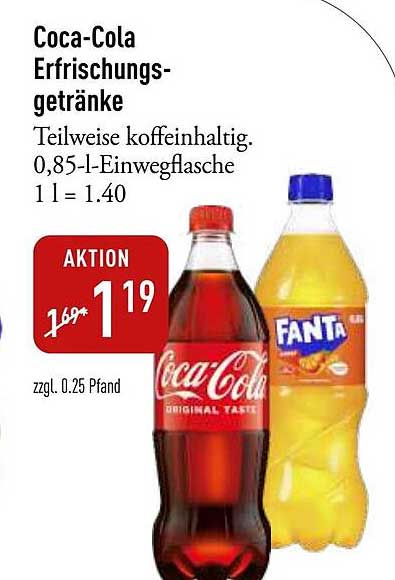Coca-Cola Erfrischungsgetränke 0,85-l-Einwegflasche