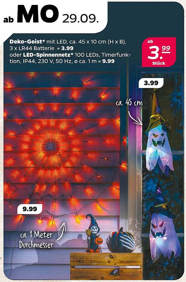 Deko-Geist mit LED oder LED-Spinnennetz