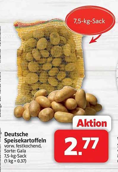 Deutsche Speisekartoffeln, vorw. festkochend, Sorte: Gala, 7,5-kg-Sack