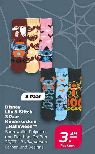 Disney Lilo & Stitch 3 Paar Kindersocken „Halloween“