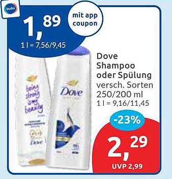 Dove Shampoo oder Spülung - versch. Sorten 250/200 ml