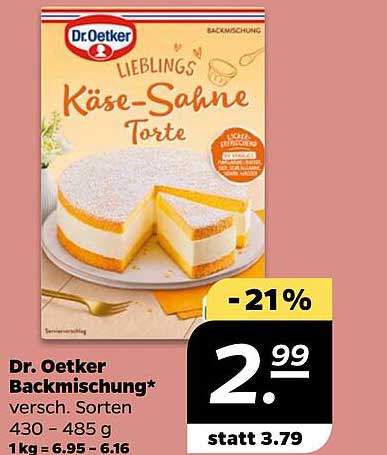 Dr. Oetker Backmischung – Lieblings Käse-Sahne Torte, verschiedene Sorten