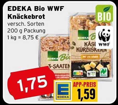 EDEKA Bio WWF Knäckebrot, verschiedene Sorten 200 g Packung