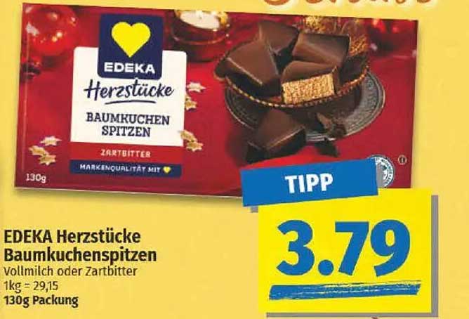 EDEKA Herzstücke Baumkuchen Spitzen 130g - Zartbitter