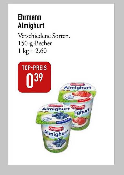 Ehrmann Almhurt - Verschiedene Sorten, 150-g-Becher